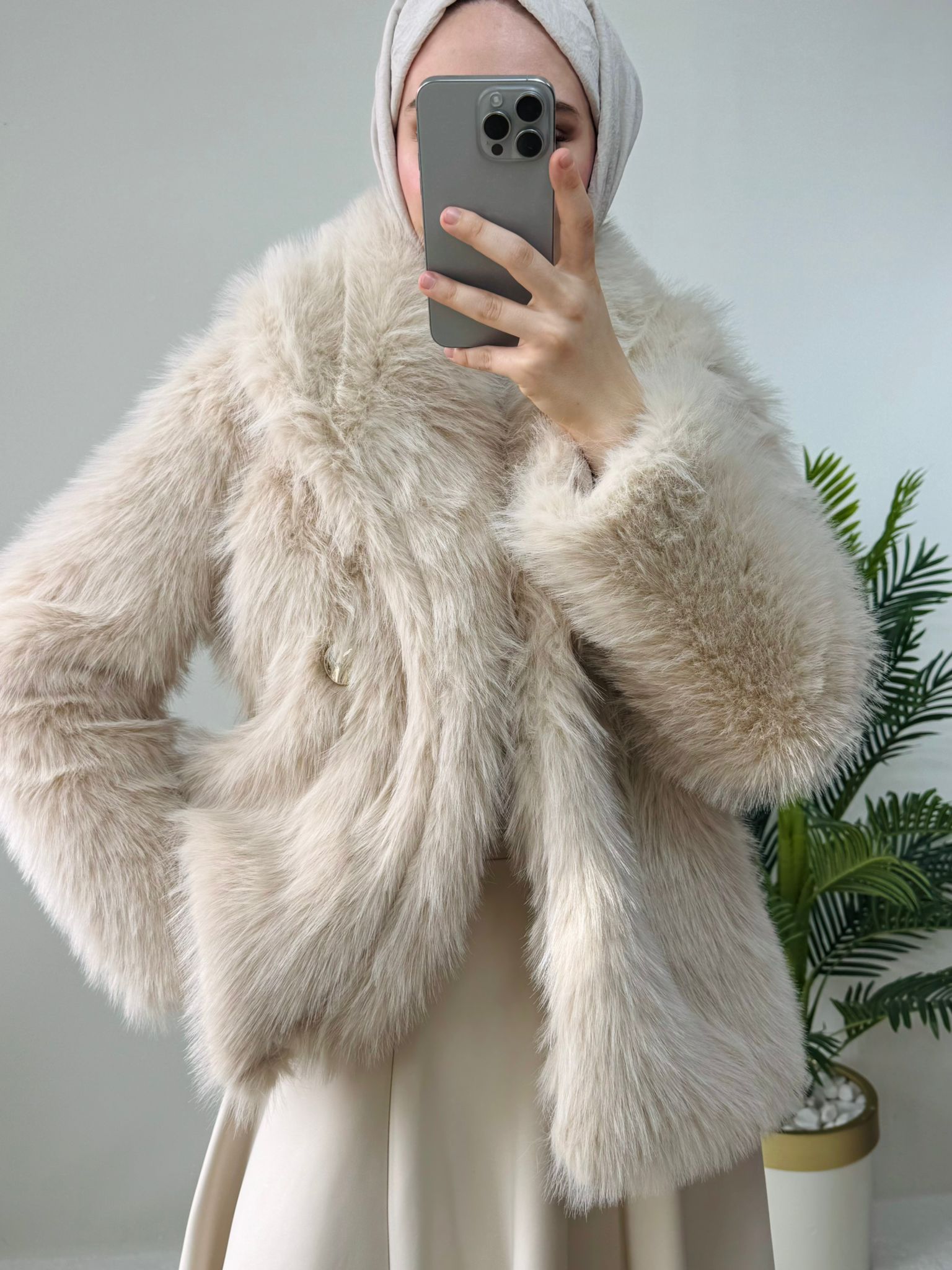 GOLD DÜĞME DETAY SUNİ KÜRK