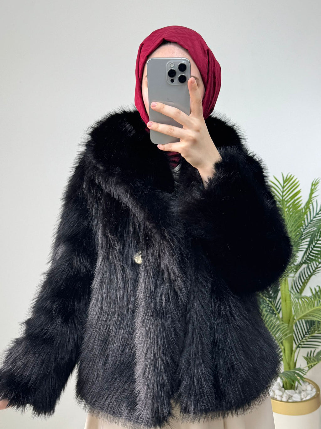 GOLD DÜĞME DETAY SUNİ KÜRK