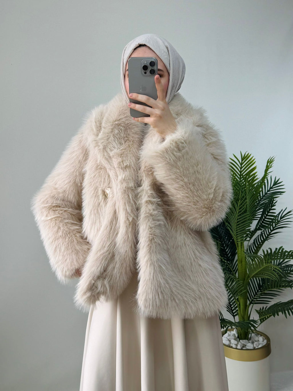 GOLD DÜĞME DETAY SUNİ KÜRK