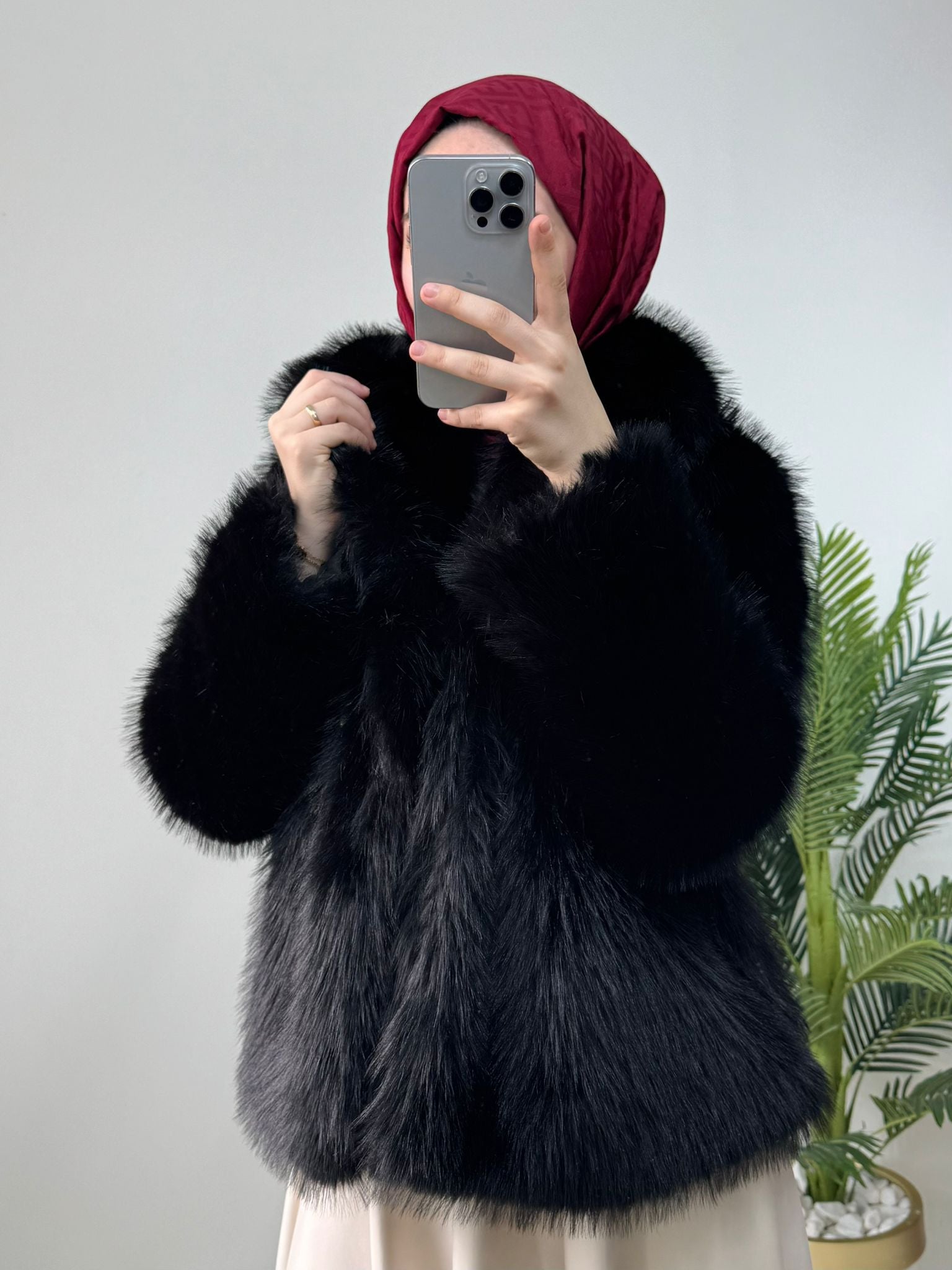 GOLD DÜĞME DETAY SUNİ KÜRK