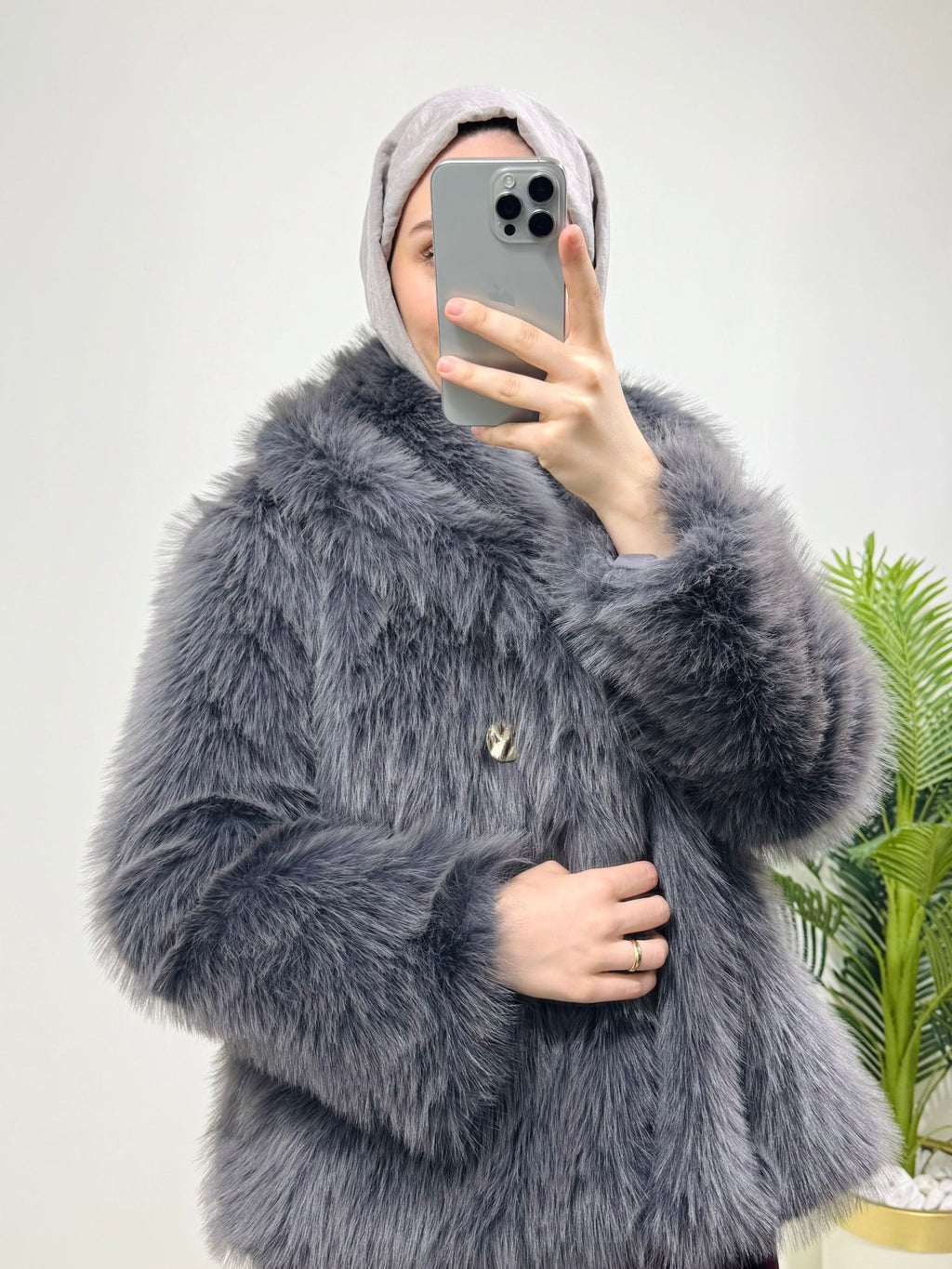 GOLD DÜĞME DETAY SUNİ KÜRK