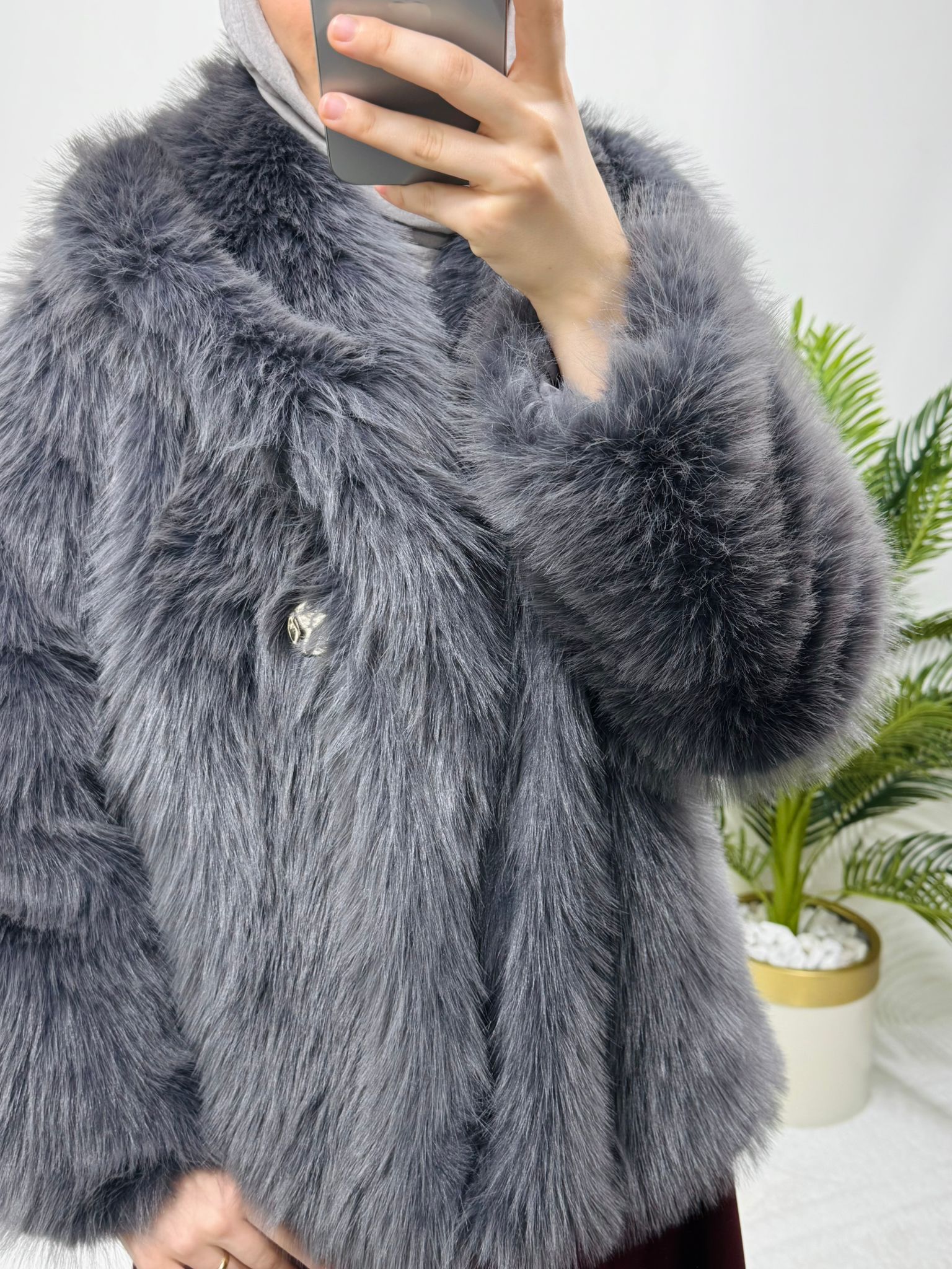 GOLD DÜĞME DETAY SUNİ KÜRK